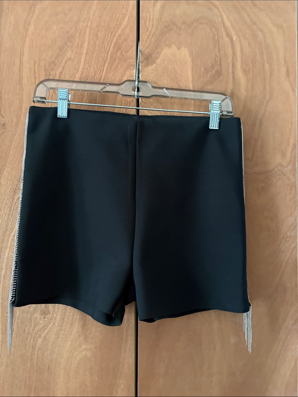 Black Women's  Shorts with Chain Fringe